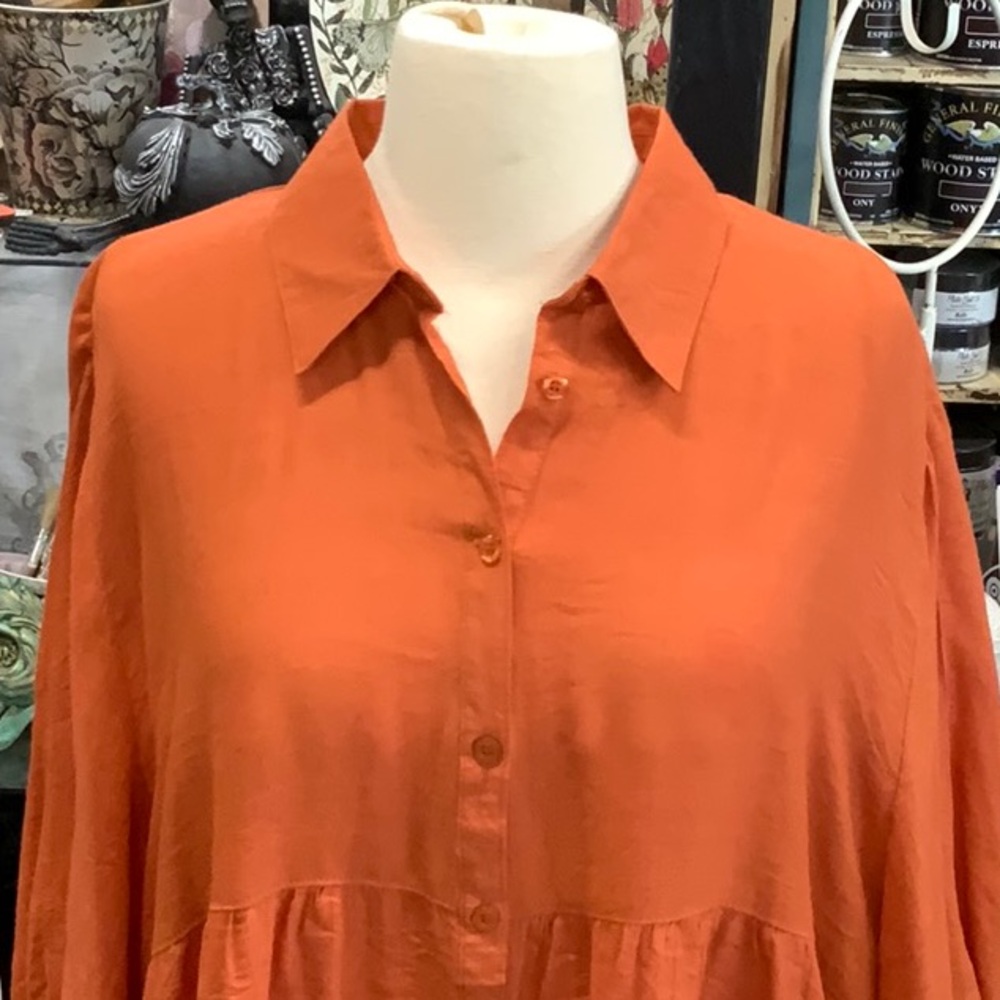 0019 Umgee Oversized Boho Button-Down Tunic Top; … - image 2